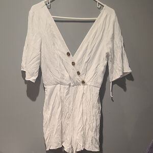 Trixxi White V-Neck Romper